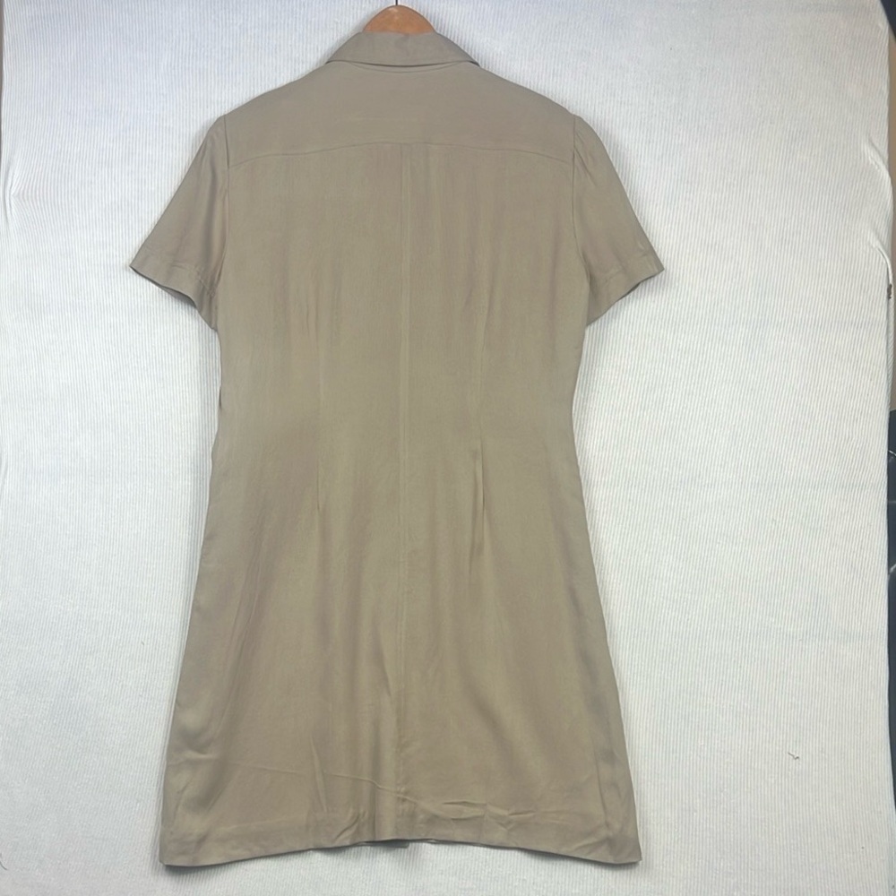 NEW DOS Vintage 90’s Evan Picone Size 14 Silk Shirtdress Tan Deadstock - Picture 9 of 12